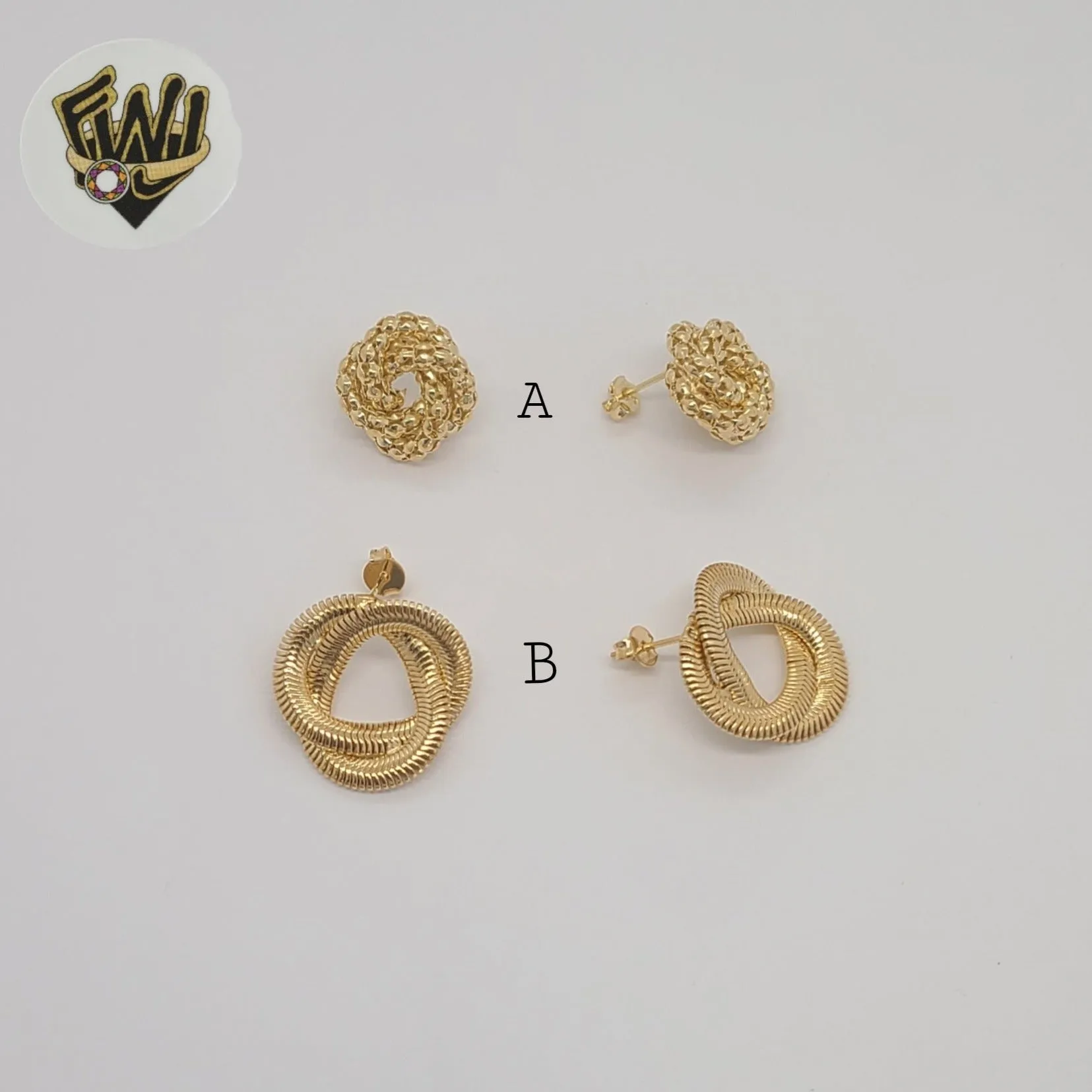 (1-1218-2) Gold Laminate - Knot Stud Earrings - BGF