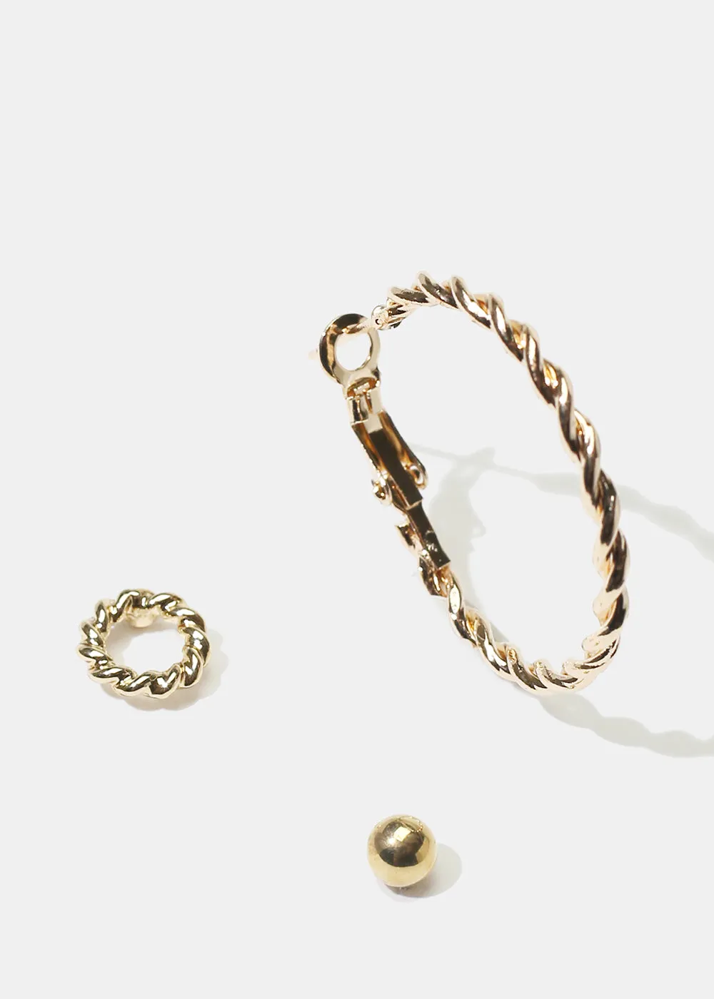 3-Pair Stud & Hoop Earrings