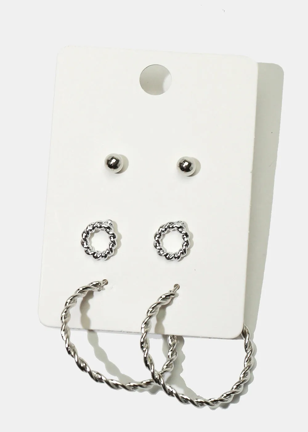 3-Pair Stud & Hoop Earrings