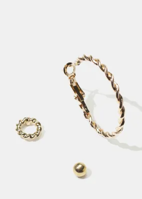 3-Pair Stud & Hoop Earrings