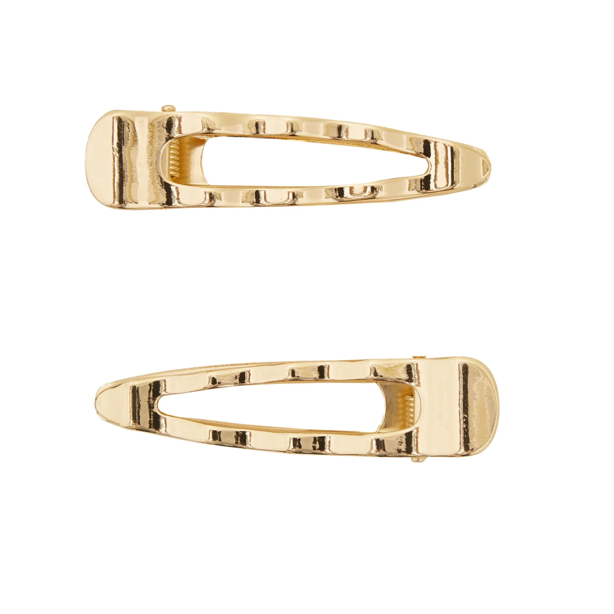 Accessorize London Women's Gold Crinkle Snap Clips Pack of two