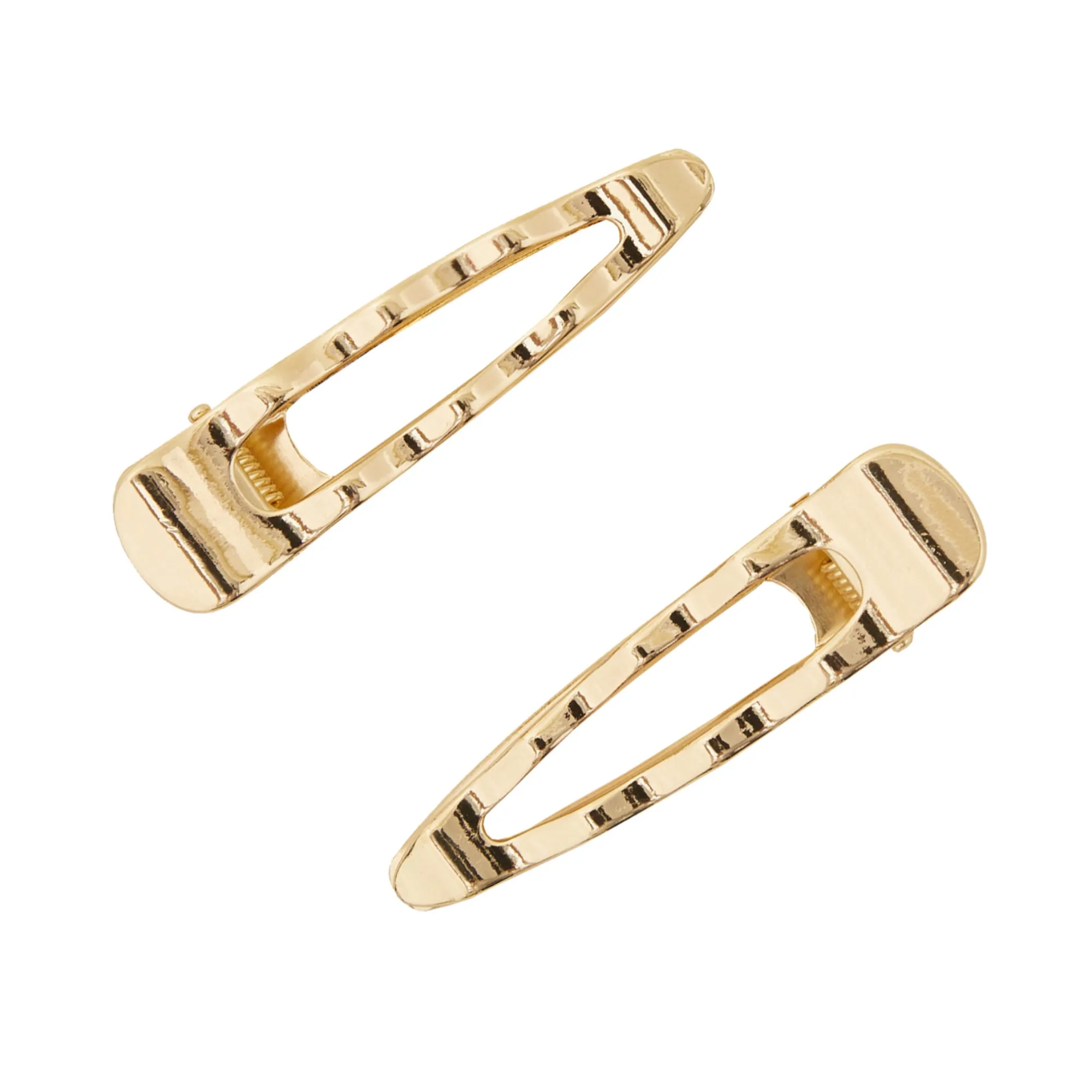 Accessorize London Women's Gold Crinkle Snap Clips Pack of two