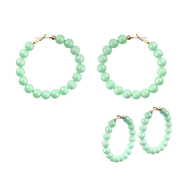 Barbie Theme Pearl Finish Bead Hoop Earrings