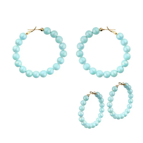Barbie Theme Pearl Finish Bead Hoop Earrings