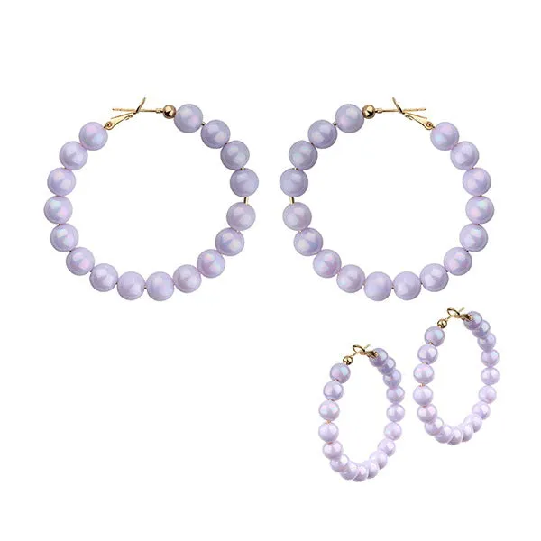 Barbie Theme Pearl Finish Bead Hoop Earrings