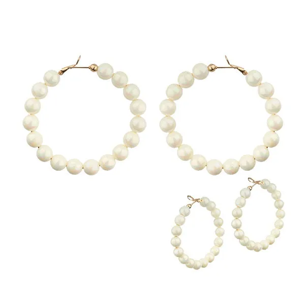 Barbie Theme Pearl Finish Bead Hoop Earrings