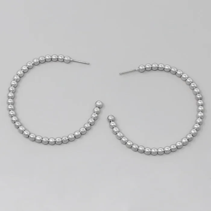 Beaded Metal Hoop Earrings