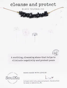 Black Tourmaline Seed Necklace for Cleanse & Protect