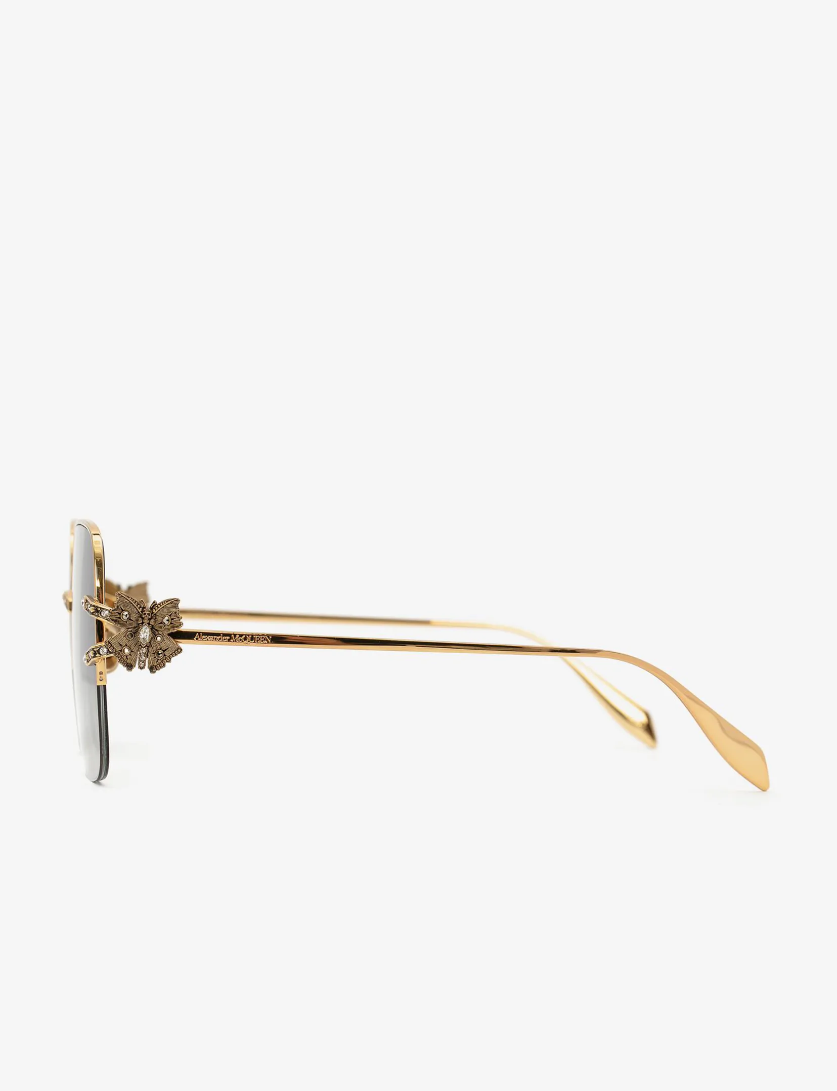 Butterfly Jewelled Square Sunglasses, Gold/Grey