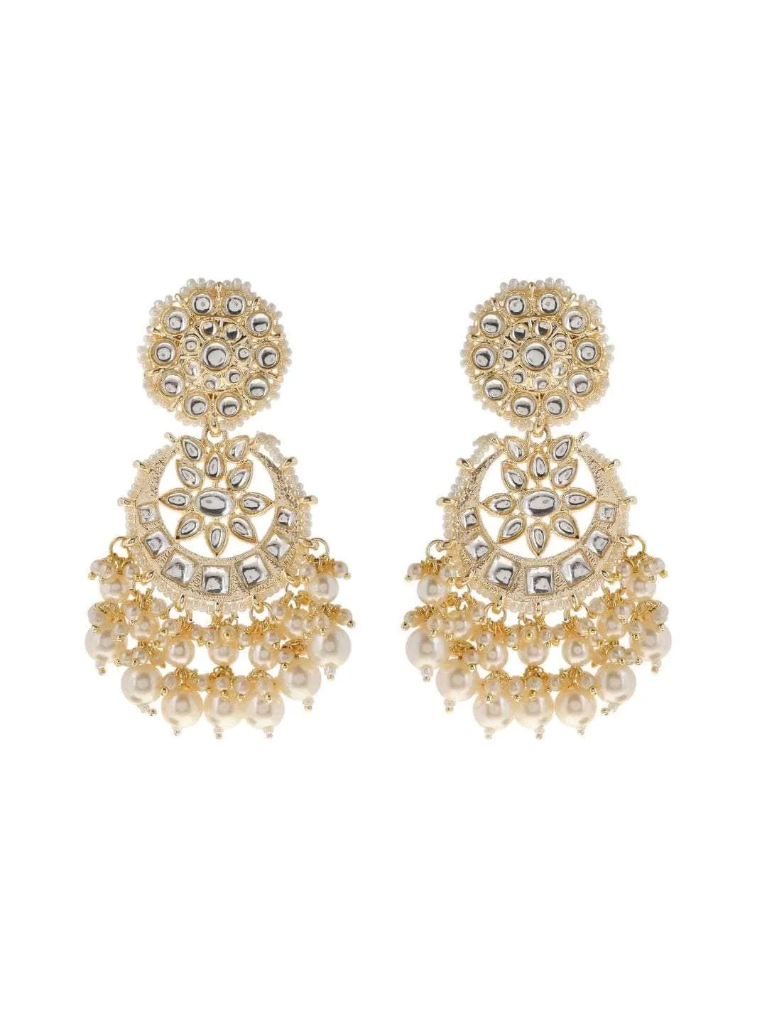 Chandbali Pearl White Kundan Earring