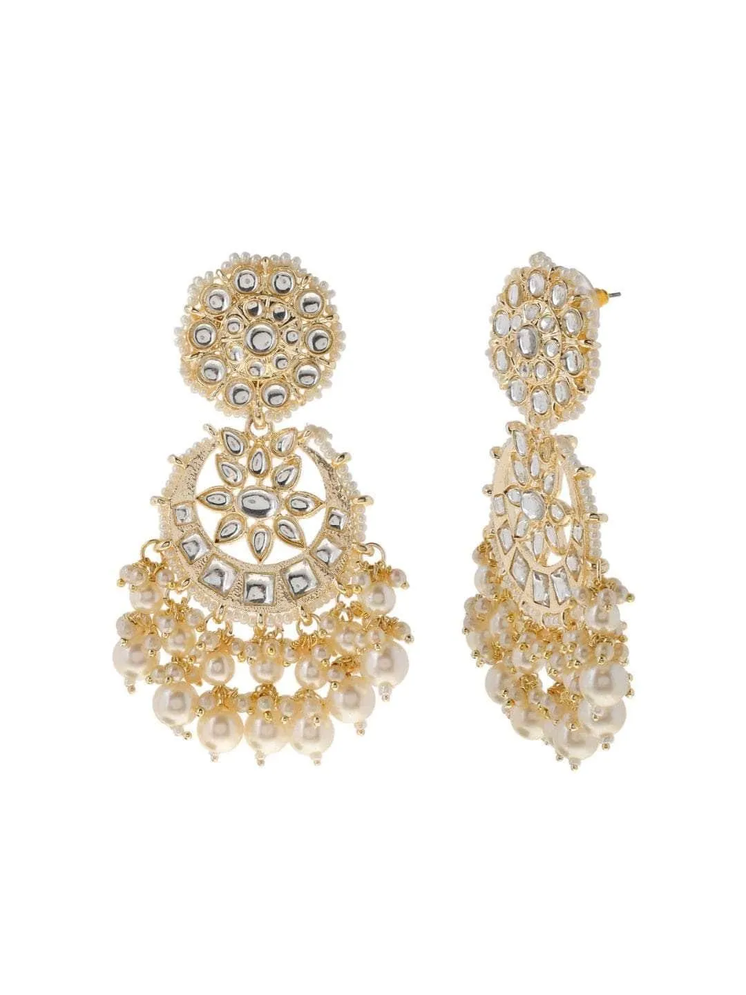 Chandbali Pearl White Kundan Earring