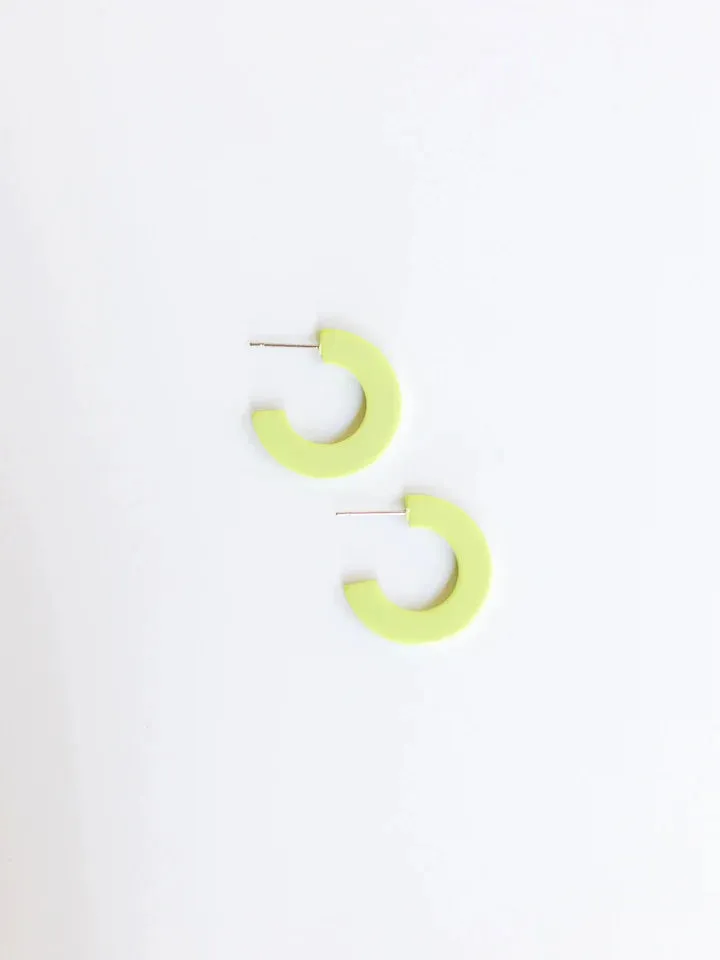 Classic Acrylic Small Hoops in Lime
