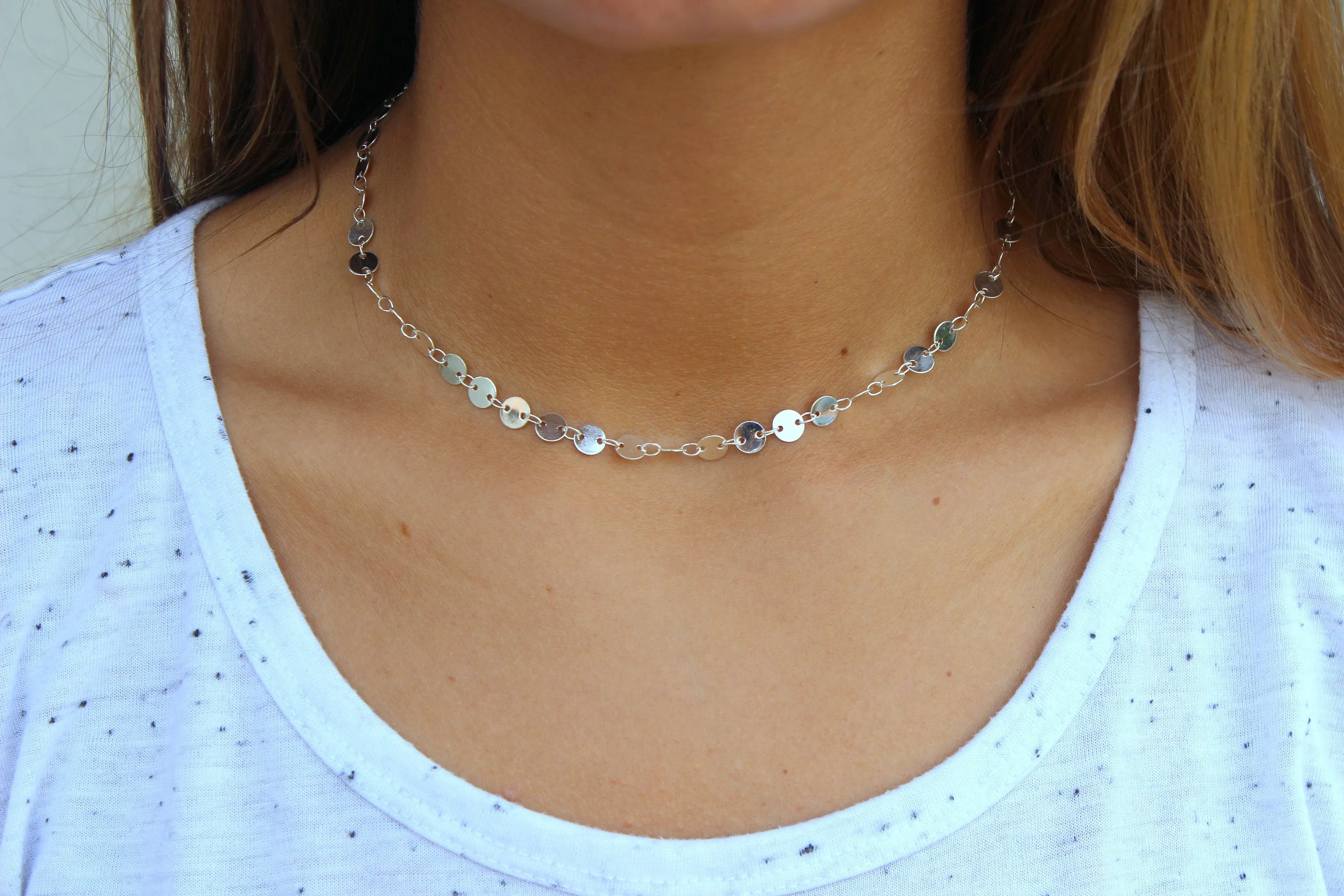 Coin Chain Necklace, Coin Chain Jewelry, Dainty Choker, Rose Gold Choker, Gold Choker, Silver Choker, Minimalist Necklace, Gift under 20
