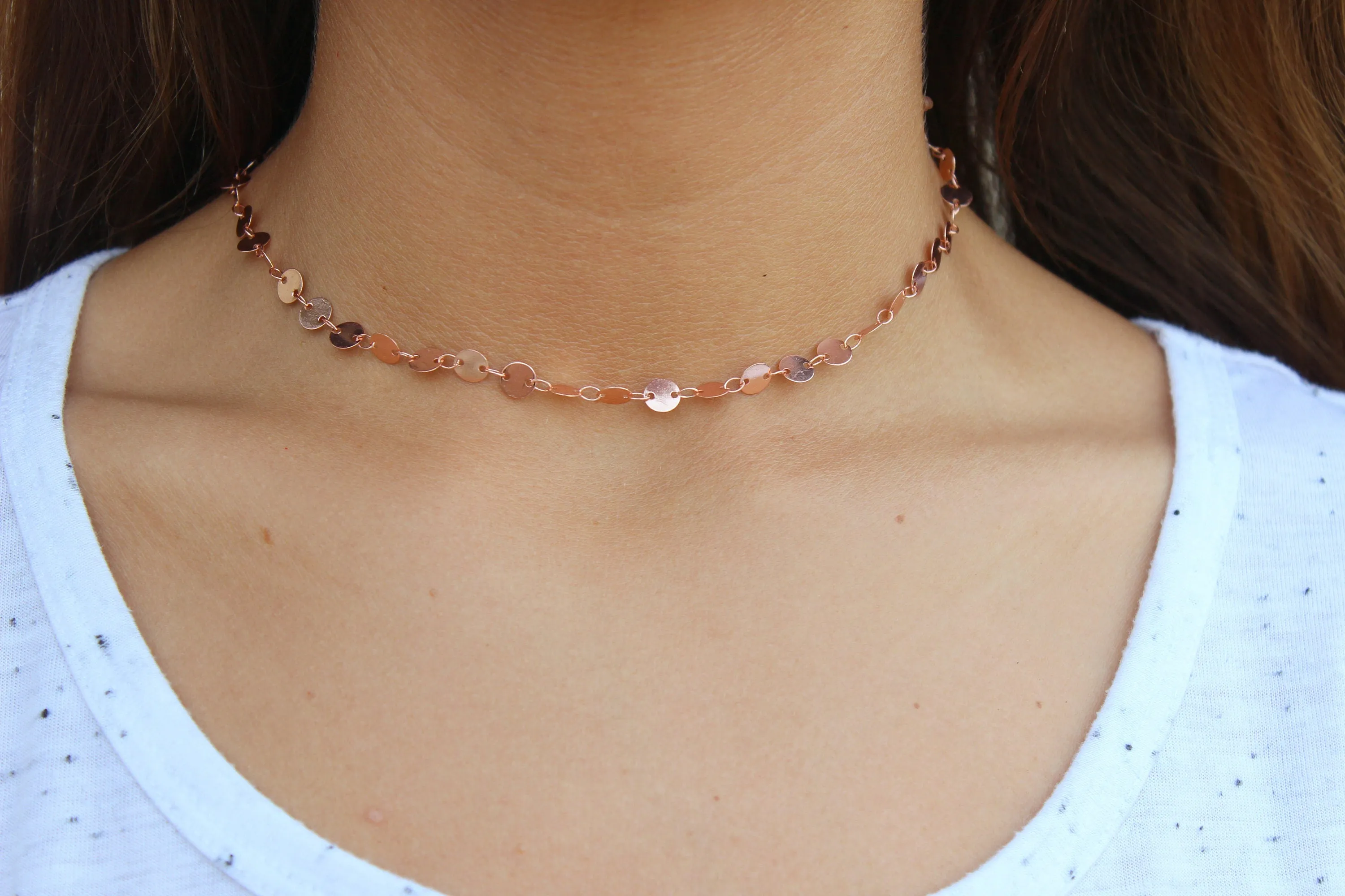 Coin Chain Necklace, Coin Chain Jewelry, Dainty Choker, Rose Gold Choker, Gold Choker, Silver Choker, Minimalist Necklace, Gift under 20