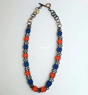 Colorful and Trendy Necklace J18095, Made by Natural Buffalo Horn and Lacquer