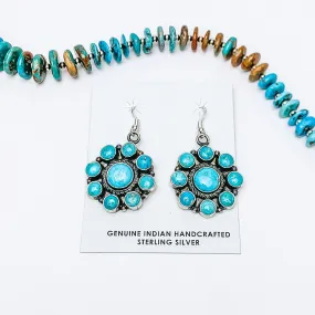 Devin Brown | Navajo Handmade Kingman Turquoise Cluster Drop Earrings