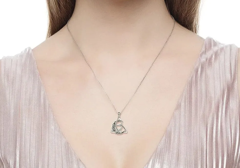 Irish Celtic Knot Moon Pendant Chain 925 Sterling Silver Necklace