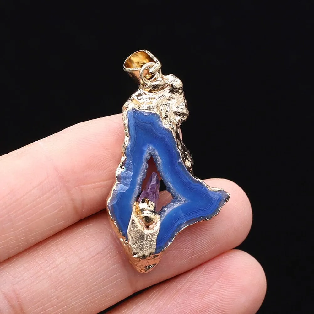 Irregular Druzys Stone Natural Agate  Pendant