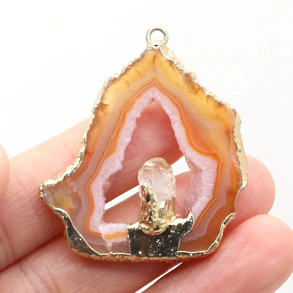 Irregular Druzys Stone Natural Agate  Pendant