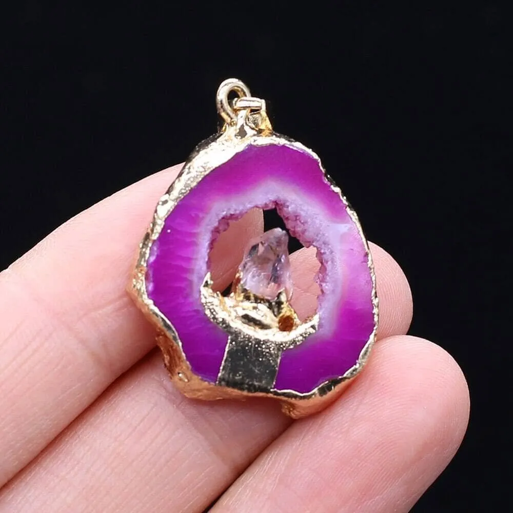 Irregular Druzys Stone Natural Agate  Pendant