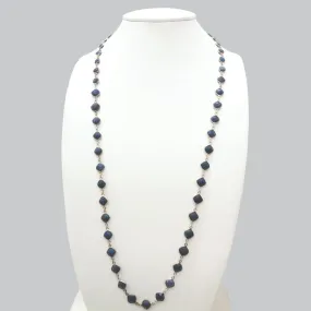 Lapiz Lazuli Round & Cushion Jeweled Chain Necklace