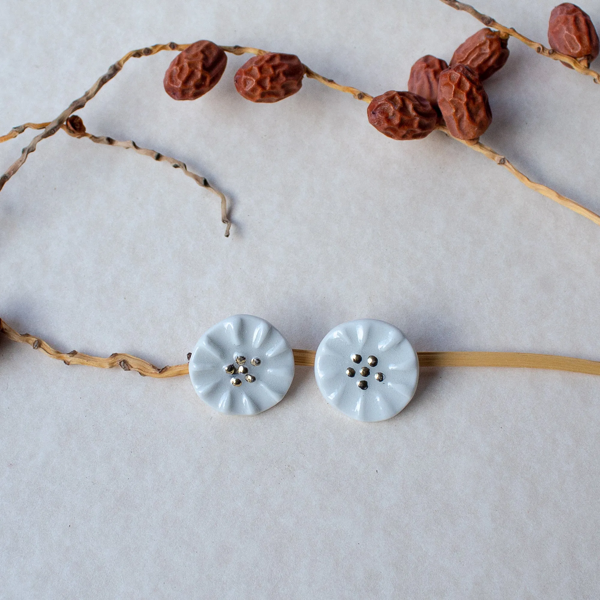 Porcelain flower earrings