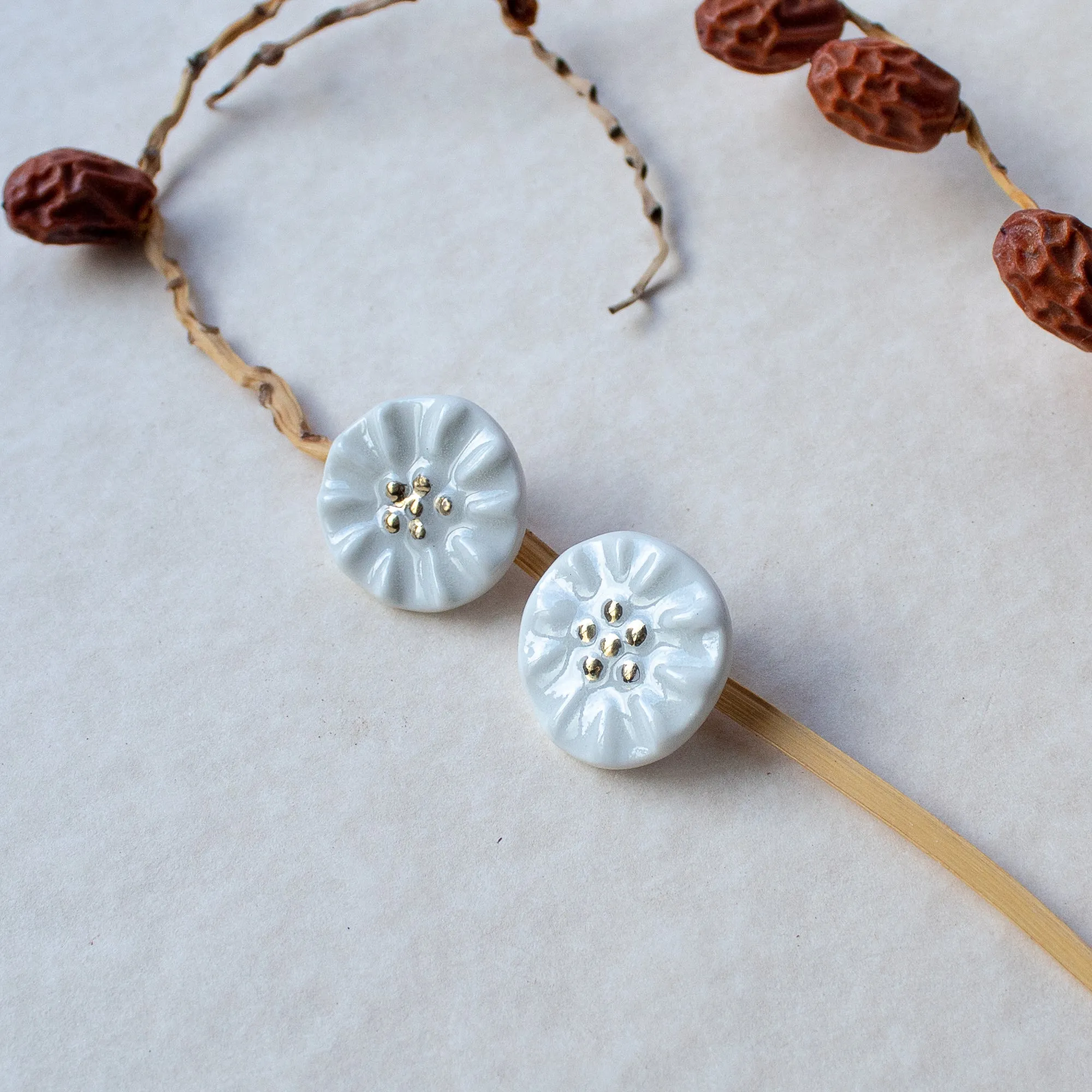 Porcelain flower earrings