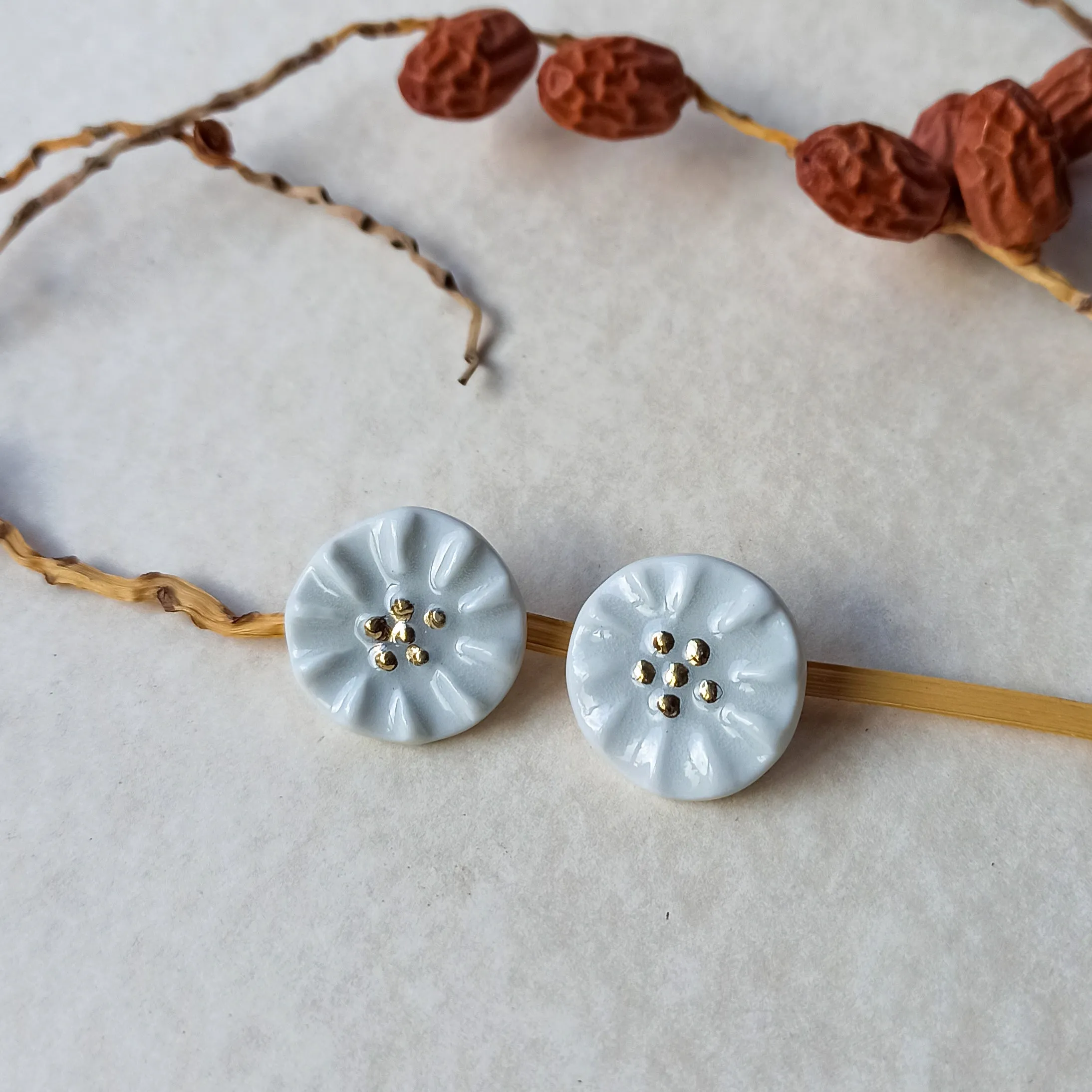 Porcelain flower earrings