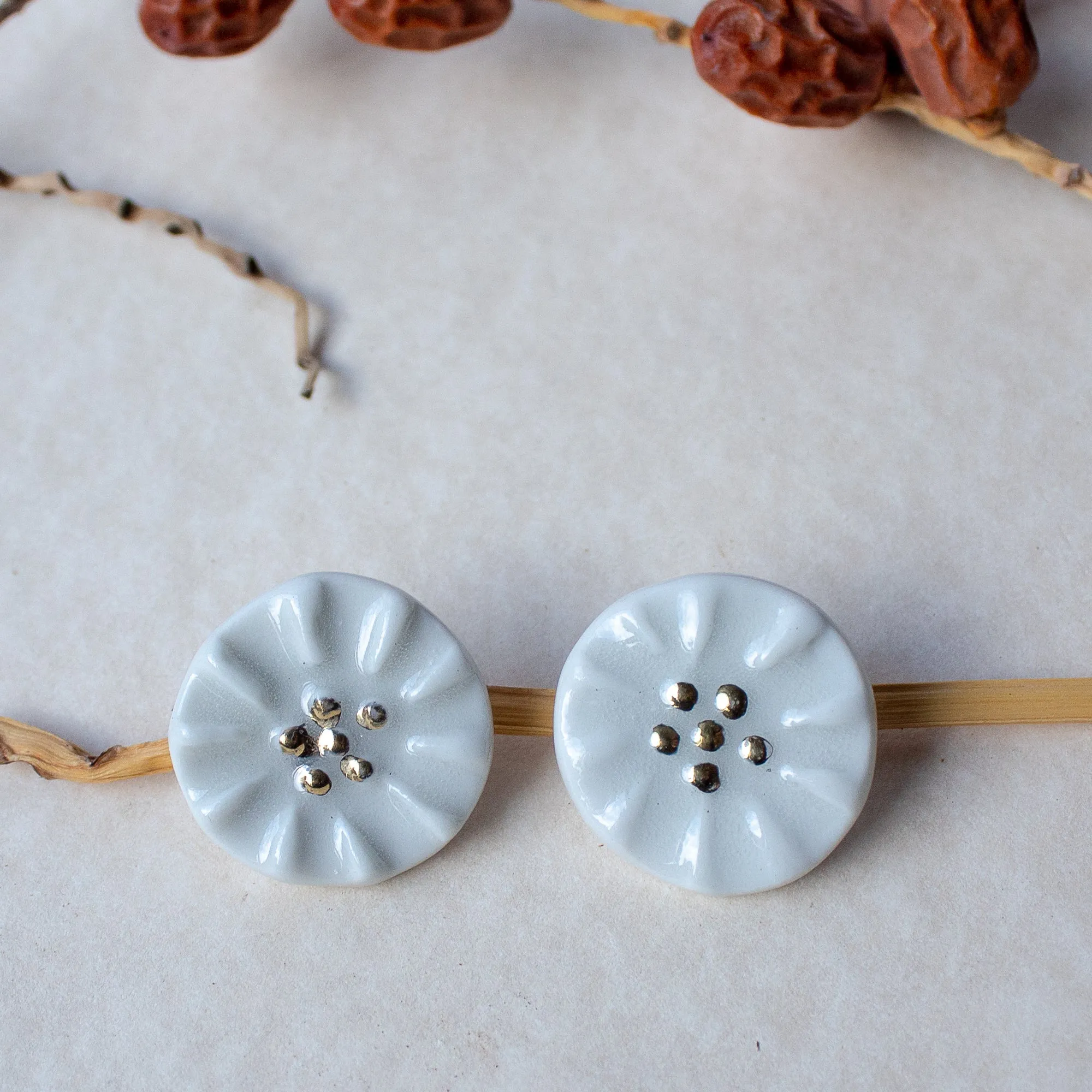 Porcelain flower earrings