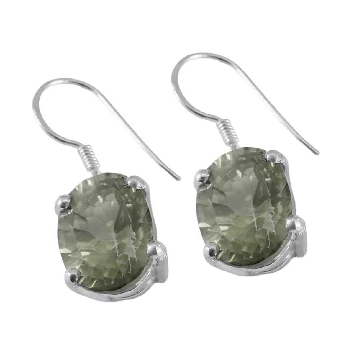 Riyo Decorative Sterling Silver Earring For Girl Green Amethyst Earring Bezel Setting Green Earring Dangle Earring