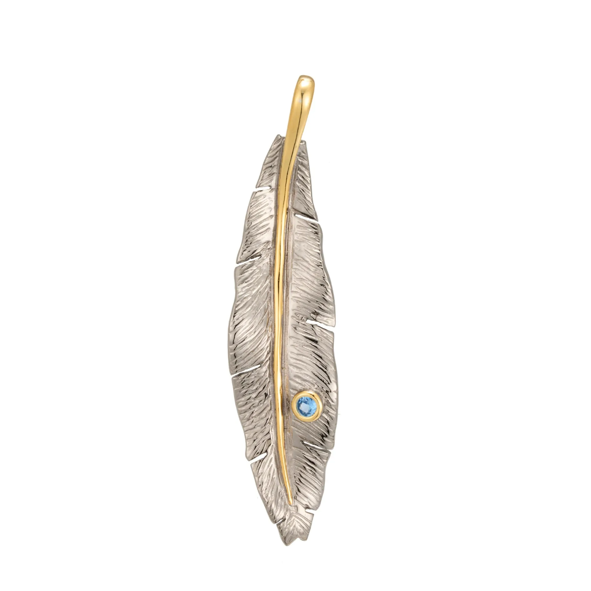 Simple Wild Larger Feather Necklace 925 Silver with 14K Gold plated