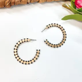 Spiked Hoop Earrings in Black and Gold