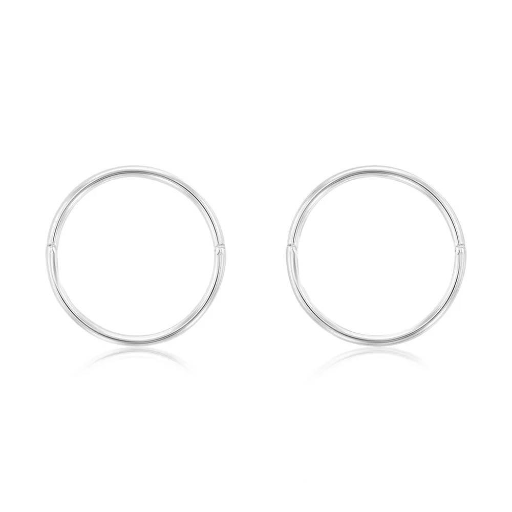 Sterling Silver Plain 14mm Sleeper Earrings