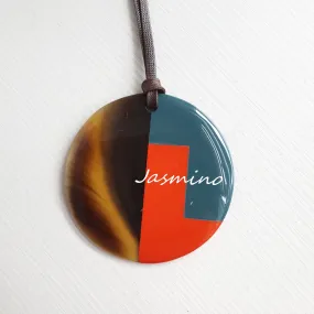 Trendy Colorful Pendant J17891, Made by Buffalo Horn and Lacquer
