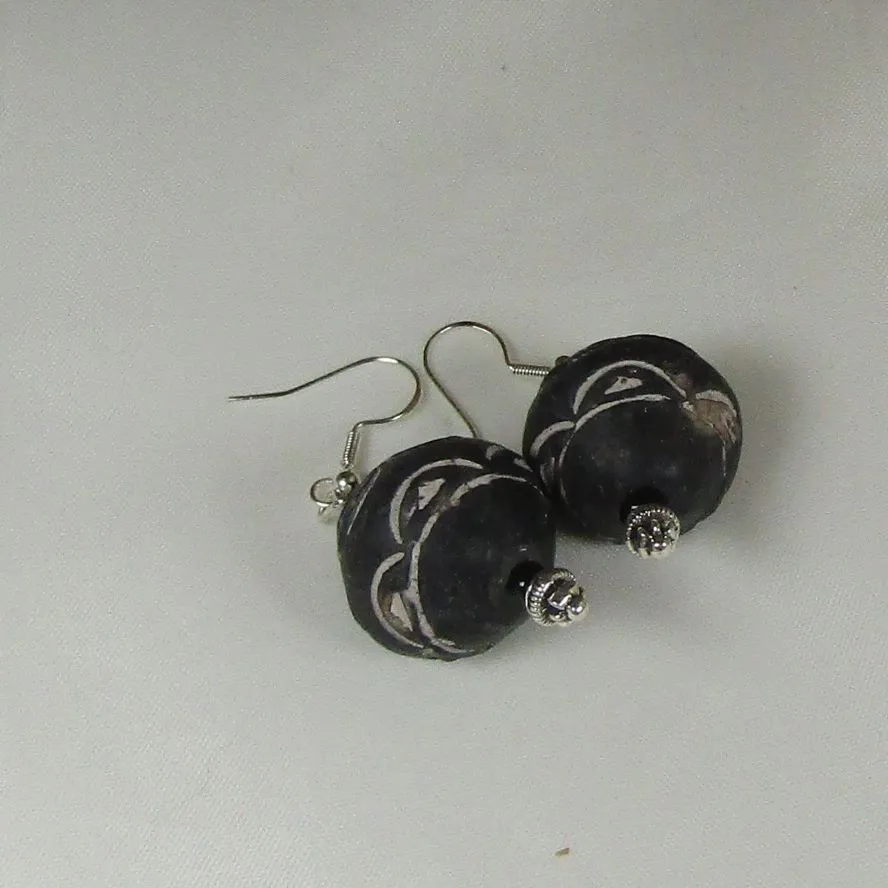 Tribal Designer Bi-cone Earrings Black