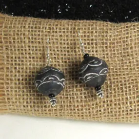 Tribal Designer Bi-cone Earrings Black