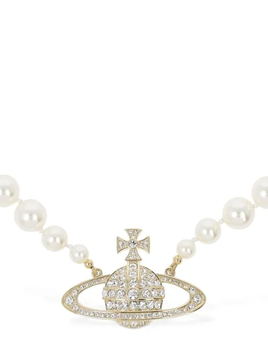 Vivienne Westwood   One row faux pearl bas relief choker 