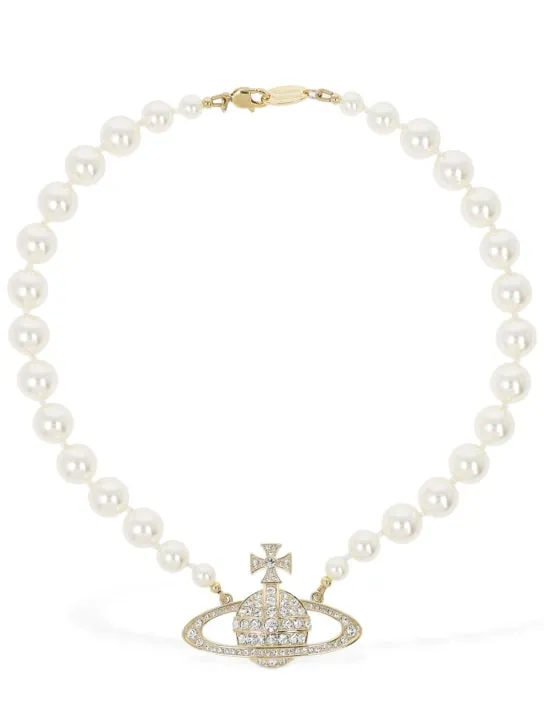 Vivienne Westwood   One row faux pearl bas relief choker 